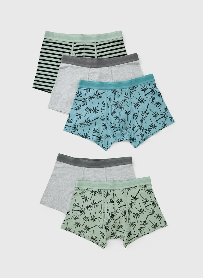 Matalan 5 Pack Green Palm Tree Keyhole Boxers